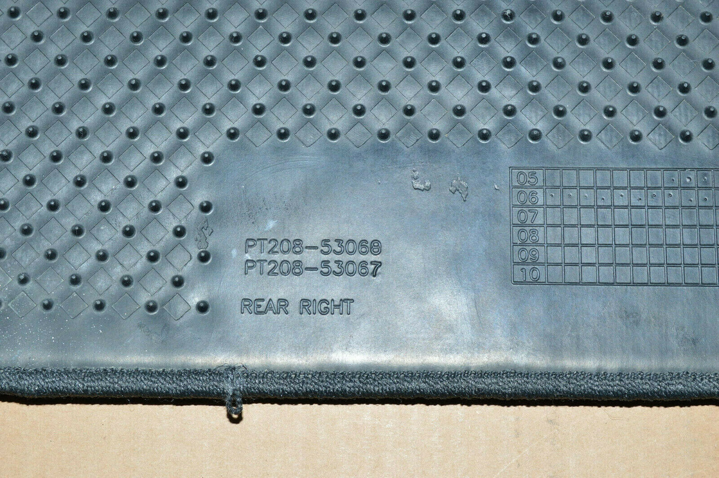 06-13 Lexus Is250 Is350 Rear Right Floor Mat Carpet PT208-53068 Oem Used