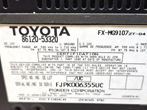 06-08 Lexus Is250 Am/fm Cd Radio 86120-53320 P1837 Oem Used